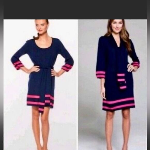 Lilly Pulitzer Navy with Pink Stripe Connie
Merino Wool Sweater Dress - Picture 10 of 10